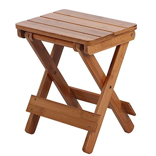 Smooth Edge Portable Folding Chair, Durable Bamboo Portable Stool, For Using In Your Living Room, Bathroom Bedroom