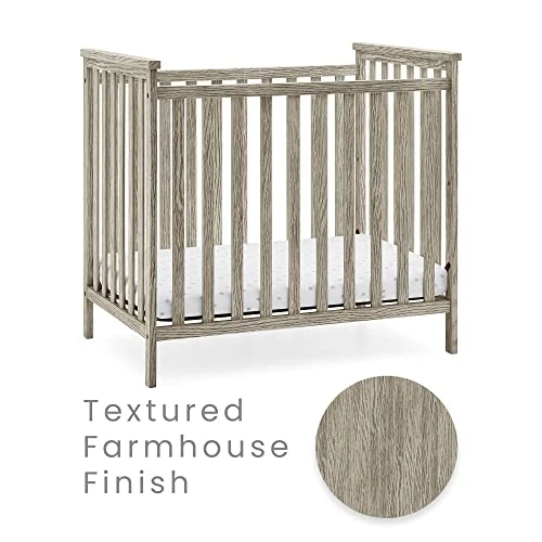 Delta Children Middleton Mini Crib With 2.75-Inch Mattress - Greenguard Gold Certified, Textured Limestone - Image 3