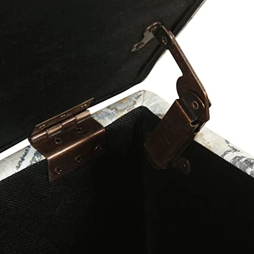 HomePop Ottomon Upholstered Rectangular Storage Ottoman Bench With Hinged Lid, Brown And Cream - Image 3