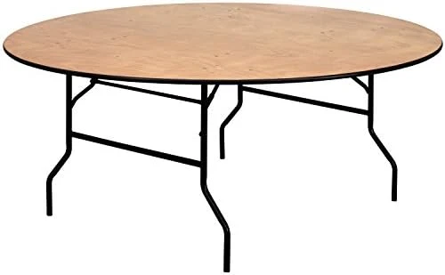 Flash Furniture 5-Foot Round Wood Folding Banquet Table With Clear Coated Finished Top - Image 7