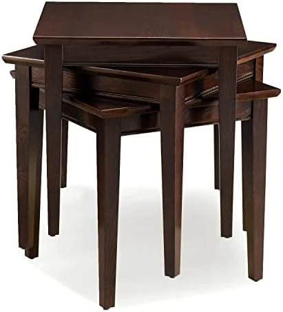 Leick Home Three Set Stacking Tables, Chocolate Oak - Image 4