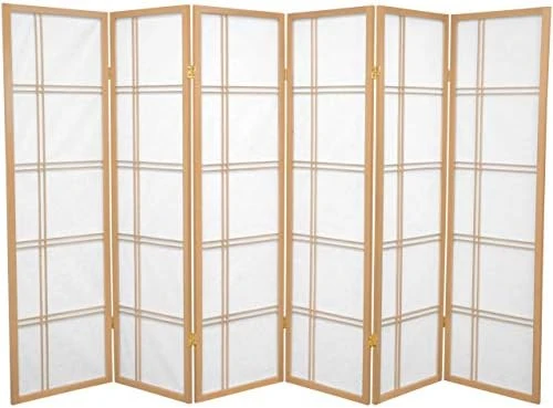 Oriental Furniture 5 Ft. Tall Double Cross Shoji Screen - Honey - 6 Panels - Image 3