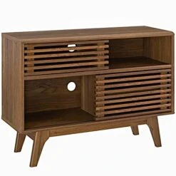 Modway Render Mid-Century Modern Two-Tier Display Stand In Walnut