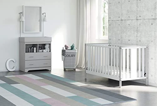 Storkcraft Brookside 2 Drawer Changing Table Dresser (Pebble Gray) β Nursery Dresser Organizer With Changing Table Topper, Chest Of Drawers For Bedroom With 2 Drawers, Universal Design - Image 2