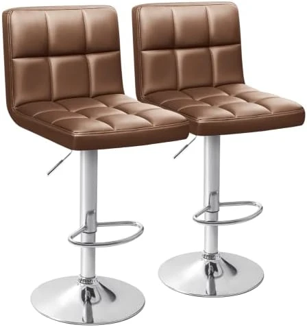 Homall Bar Stools Modern PU Leather Adjustable Swivel Barstools, Armless Hydraulic Kitchen Counter Bar Stool Synthetic Leather Extra Height Square Island Barstool With Back Set Of 2(Black) - Image 9