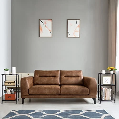 MOOACE Tall Side Table, 3 Tier End Table, Side Table With Storage Shelf For Bedroom Living Room, Small Nightstand For Small Spaces, Black - Image 3