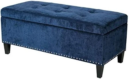 Joveco Storage Ottoman Bench Microfiber Rectangular Button Tufted Footstool Toy Chests & Storage Room Organizer (Dark Royal Blue) - Image 10