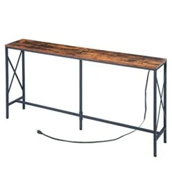 LAKEMID Console Table Narrow Long 63" - Sofa Tables With Charging Station, Behind Couch Table With Metal Frame For Living Room Hallway Foyer (63 Inches)
