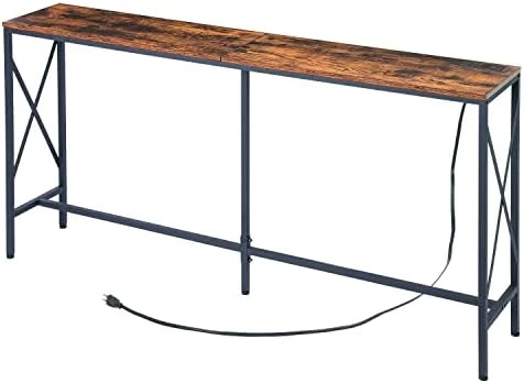 LAKEMID Console Table Narrow Long 63" - Sofa Tables With Charging Station, Behind Couch Table With Metal Frame For Living Room Hallway Foyer (63 Inches) - Image 7