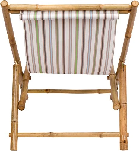 Statra Folding Bamboo Sling Chair Set Of 2, White Stripes - Image 3
