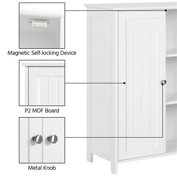 PIMXL Wooden Double Door Bathroom Storage Floor Cabinet (Color : White) - Image 3