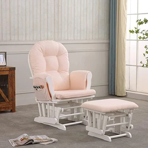 REJOICE HOME Atoll Glider With Ottoman, Black/Beige - Image 13