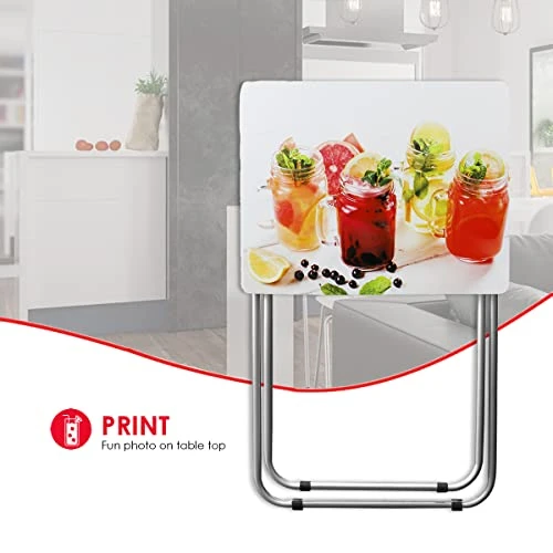 Home Basics TT39161 Foldable TV Tray Table, 19.0 X 15.0 X 26.0, Cocktails (White) - Image 4