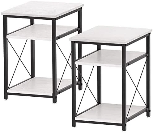WOODYNLUX Side Table Nightstands Set-of-2, End Table With Storage, Bedside Tables Night Stand With Shelf, Accent Coffee Table For Sofa, Couch, Bed, Living Room, Bedroom, White - Image 7