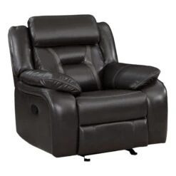 Lexicon Amite Faux Leather Upholstered Glider Reclining Chair In Dark Gray