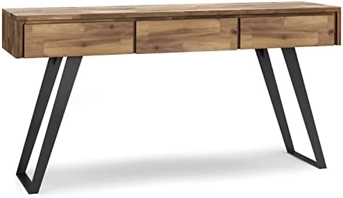 SIMPLIHOME Lowry Solid Acacia Wood And Metal 22 Inch Wide Square Modern Inrial End Side Table In Distressed Charcoal Brown With Storage, 1 Drawer And 1 Shelf, For The Living Room And Bedroom - Image 9