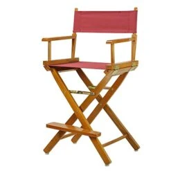 Casual Home Director's Chair ,Honey Oak Frame/Burgundy Canvas,24" - Counter Height