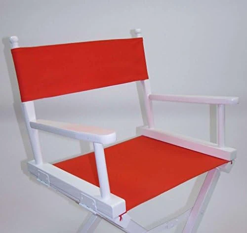 Gold Medal Contemporary 18" Table Height White Frame Directors Chair - Pink - Image 12