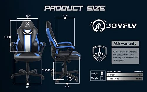 JOYFLY Gaming Chair, Gamer Chair For Adults Teens Silla Gamer Computer Chair Racing Ergonomic PC Office Chair (Blue) - Image 4