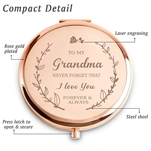 COYOAL Grandma Gifts From Grandchildren, Personalized Engraved Compact Mirror, Unique Mothers Day Birthday Gifts For Grandma, Nana, Grammy, Grandmother - Image 2