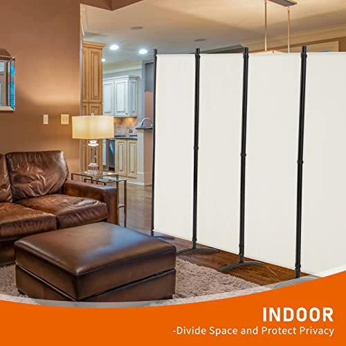 OUTGAVA 4 Panel Portable Room Divider Folding Partition Privacy Screen 5.6 FT Room Separator Freestanding Wall Divider For Office,Bedroom And Study (Beige) - Image 3
