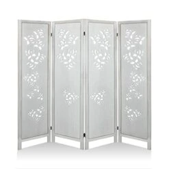 ECOMEX Room Divider 4 Panel, Room Dividers And Folding Privacy Screens, Room Screen Divider Wall For Bedroom Home Video Conferencing Office Studio Restaurant Terrace Warm White