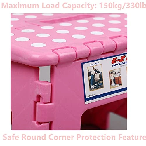 Folding Step Stool Super Strong Heavy Duty Foldable Stool For Adults, Kitchen Stepping Stools, Garden Step Stool 15.9 X 13.4 X 17.7 Inches Pink By NEWBEER - Image 2
