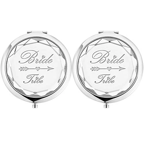 2 Pack Bachelorette Party Gifts For Bride,2 Bride Tribe Mirror,Crystal Pocket Compact Makeup Mirror,Wedding Bridesmaid Gifts-Mirror For Bridal Party,Bridesmaid Proposal Gifts (champagne) - Image 8