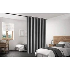 Blackout Room Divider Panel Privacy Partition Heavyweight Premium Fabric Thermal Insulated, Grommet Top, 48" Wide X 84" Tall, Grey Color
