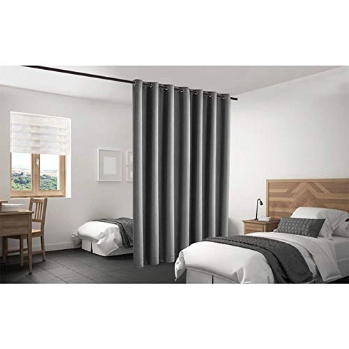 Blackout Room Divider Panel Privacy Partition Heavyweight Premium Fabric Thermal Insulated, Grommet Top, 48" Wide X 84" Tall, Grey Color