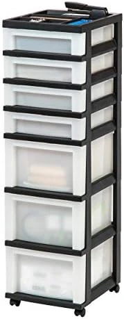 IRIS USA Craft Plastic Organizers And Storage, Rolling Storage Cart For Classroom Supplies, Storage Organizer For Art Supplies, Drawer Top Organizer For Small Parts, 4 Drawer, Black/Pearl - Image 8