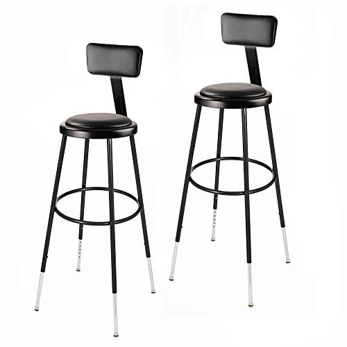 OEF Furnishings (2 Pack) Height Adjustable Black Vinyl Padded Stool With Backrest, 18-27" High OEF6418HB-10/2 - Image 10