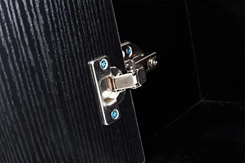 RUNOLIG Bathroom Cabinet Over Toilet, Above Toilet Storage Cabinet Shelves With Double Doors, Over Toilet Bathroom Organizer With 2 Open Storage Shelves, Freestanding Tall Bathroom Space Saver (Grey) - Image 3