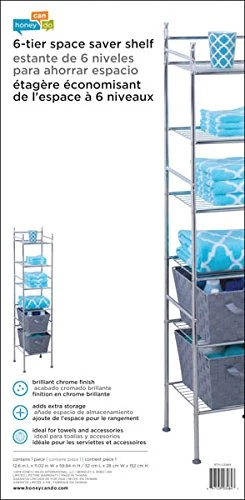 Honey-Can-Do BTH-03484 6 Tier Metal Tower Bathroom Shelf, 12.6†L X 11†W X 59.8†H, Chrome - Image 3