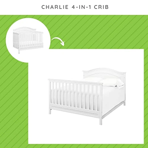 CC KITS Full Size Conversion Kit Bed Rails For Davinci Charlie 4-in-1 Crib (White) - Image 2