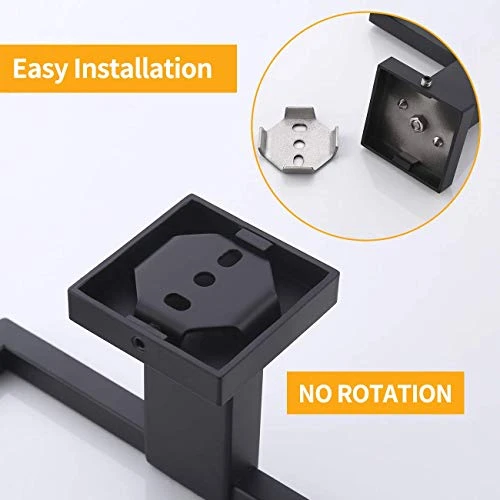 KES Bathroom Towel Ring SUS 304 Stainless Steel Shower Towel Hanger Holder Modern Square Style Wall Mount Matte Black Finish, A2480-BK - Image 5