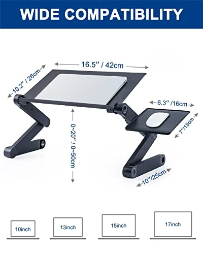 SXDS Adjustable Aluminum Laptop Desk For Bed Table Portable Notebook Stand Tray Sofa Bed (Color : OneColor)
