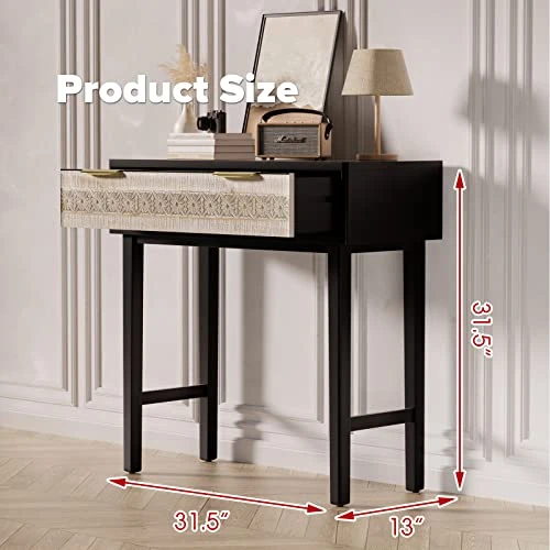 Aoikax Farmhouse Console Table, Vanity Table, French Country Console Table With Drawer, Hand-Carved Finished (Natural And Black)… - Image 2