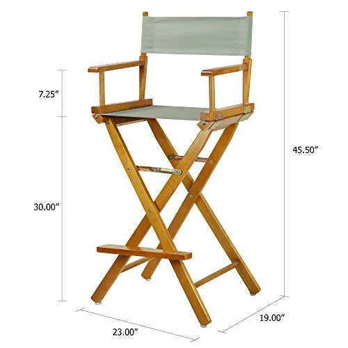 Casual Home 30" Director's Chair Honey Oak Frame-with Grey Canvas, Bar Height - Image 4