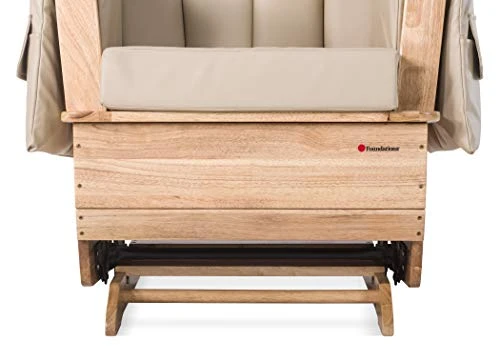 Foundations SafeRocker Standard Glider Rocker With Wood Base With Vinyl Cushion, Easy To Clean (Tan Vinyl) - Image 7