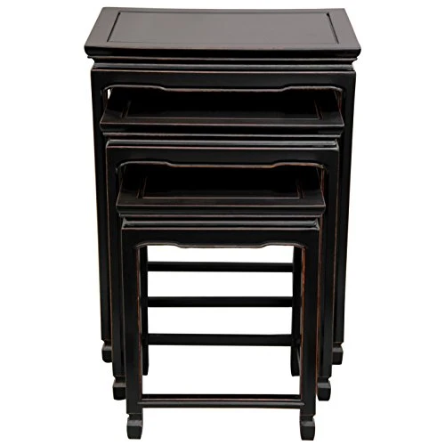 Oriental Furniture Rosewood Nesting Tables - Antique Black