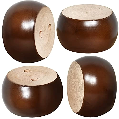 AORYVIC 2 Inch Wooden Bun Feet For Furniture Round Sofa Bed Leg With Screws Set Of 4 (Brown) - Image 2