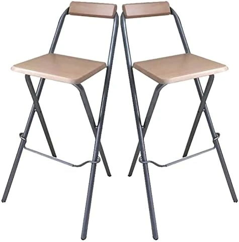 Set Of 2 Folding Counter Height Bar Stool With Backrest, Square Breakfast High Chair With Footrest, Office Kitchen Parties Bar High Chair, Steel Frame Wooden Seat (Color : White, Size : Seat Height - Image 14