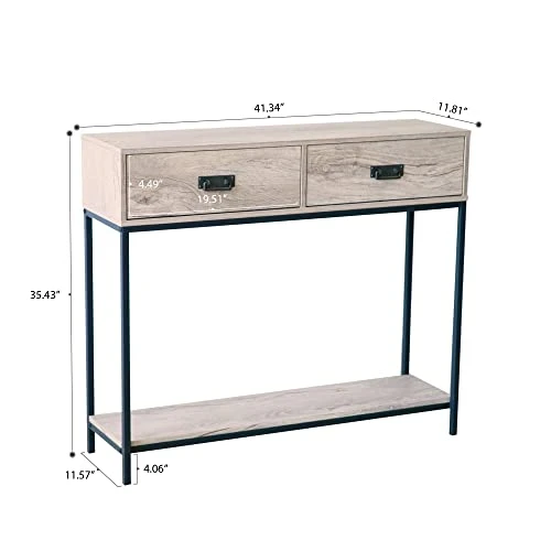 Roomfitters Modern Light Wood Console Table With Drawer, Entryway Table, Sofa Table With Ample Storage For Living Room, Cabinet Table Hall Furniture (Rectangle, Oak Wood) - Image 2