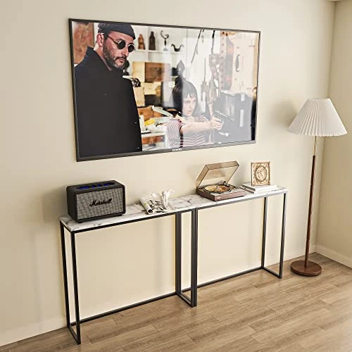 Tilly Lin 36" Faux Marble Top Console Table With Black Metal Frame, Rectangular Shape Sofa Table For Entryway, Bar Table For Dining Room, Couch Table, Display Table For Living Room, Hallway, Foyer - Image 5