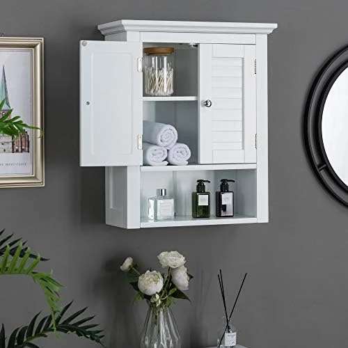Glitzhome 65.5" H Over-The-Toilet Space Saver Storage Bathroom Cabinet With 1 Adjustable Shelf And 2-Door, White - Image 7