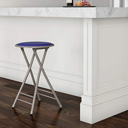 24-Inch Counter Height Bar Stool β Backless Folding Chair With 300lb Capacity For Kitchen, Recreation Room, Or Game Room By Trademark Home (Royal) Set Of 1 - Image 2