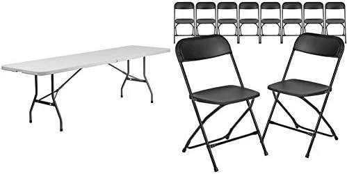 Flash Furniture 8-Foot Bi-Fold Granite White Plastic Banquet And Event Folding Table With Carrying Handle & 10 Pack Hercules Series 650 Lb. Capacity Premium White Plastic Folding Chair - Image 6