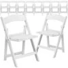 Flash Furniture HERCULES 10 Pack Kids White Resin Folding Event Party Chair With Vinyl Padded Seat