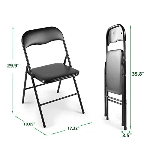 JAXPETY 10 Pack Plastic Folding Chair Foldable Chairs For Outdoor Indoor Commercial Events Wedding Party Chairs With Padded Seat, Black - Image 2